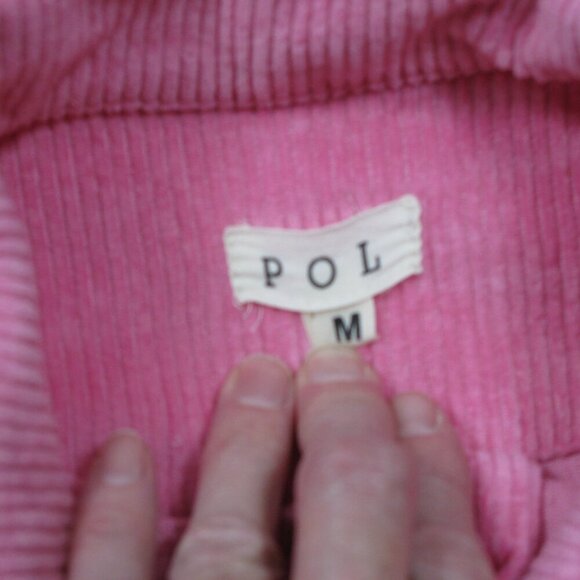 POL Pink Frayed Hemline Button Front Corduroy Jacket Size Medium - Picture 8 of 8